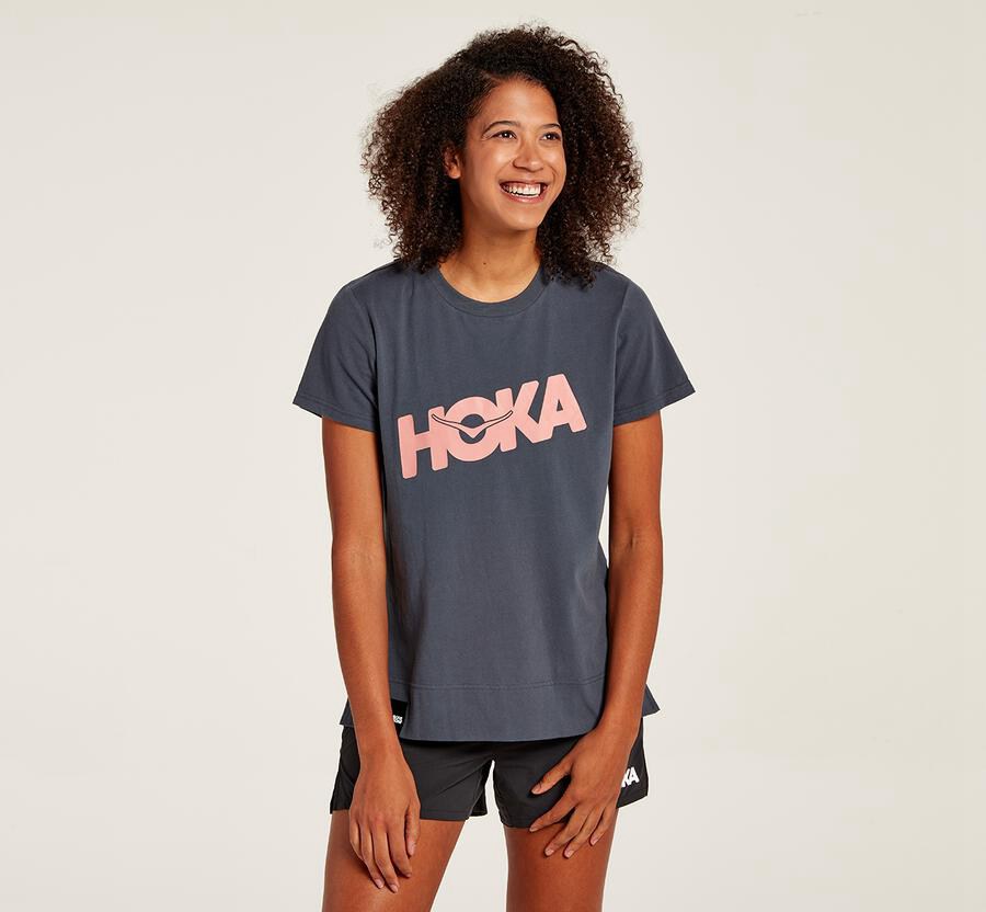 Tee Womens - Hoka One One Brand - Blue - VIZHMOD-05